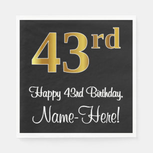 43. Geburtstag ~ Elegante Luxuriöse Imitate Gold L Serviette