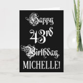 43. Geburtstag: Extravagant, Elegantes Script + In Karte (Vorderseite)