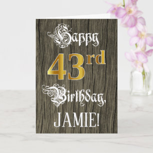43. Geburtstag: Falscher Gold-Look + Falsches Holz Karte