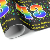 43. Geburtstag: Farbige Musiksymbole, Regenbogen 4 Geschenkpapier (Rolleneckpunkt)