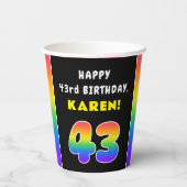 43. Geburtstag: Farbiger Regenbogen # 43, Individu Pappbecher (Rückseite)