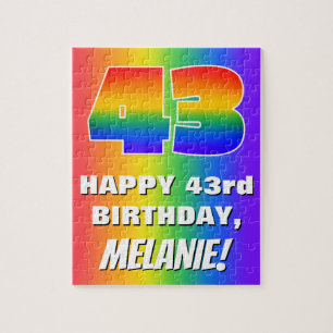 43. Geburtstag: Farbiges, lustiges Regenbogenmuste Puzzle