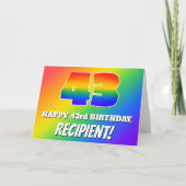 43. Geburtstag: mehrfarbiges Regenbogenmuster # 43 Karte (Vorderseite)