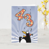43. Geburtstag - Pinguin-Überraschungskarte Karte (Gelbe Blume)