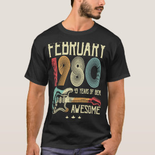 43. Geburtstag Retro-Gitarre Februar 1980 43 Jahre T-Shirt