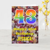 43. Geburtstag; Rustikale Herbstblätter; Regenboge Karte (Gelbe Blume)
