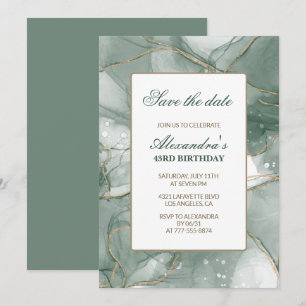 43. Geburtstagseinladungen Save the Date Green Einladung
