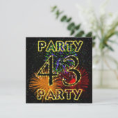 43. Geburtstagsfeier Einladung mit Feuerwerk (Stehend Vorderseite)
