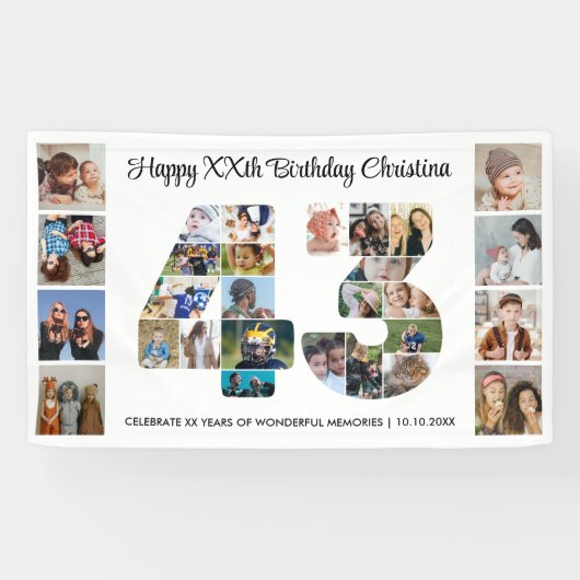 43. Geburtstagsfeier Nummer 43 Fotocollage Banner (Horizontal)