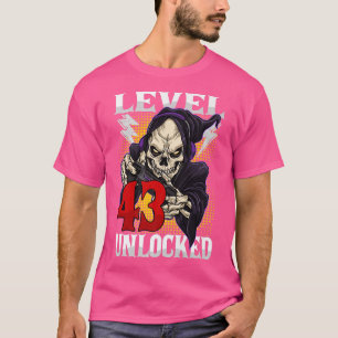 43. Geburtstagskelett des Gamers Level 43 Unlock G T-Shirt