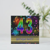 43. Geburtstagsparty Einladung mit Blasen (Stehend Vorderseite)