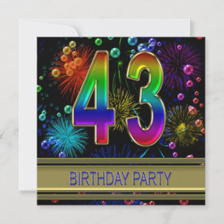 43. Geburtstagsparty Einladung mit Blasen