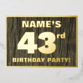 43. Geburtstagsparty: Fett, Imitate Holzkörnchen M Folieneinladung (Vorderseite)