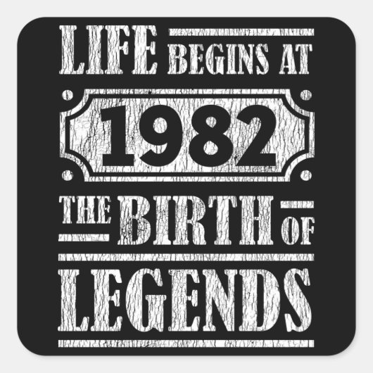 43 Jahre alt 1982 Geburt der Legende 43. Geburtsta Quadratischer Aufkleber (Vorderseite)
