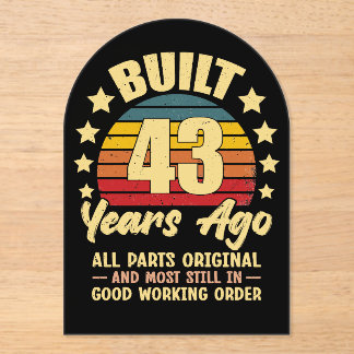 43 Jahre alt Alle Teile Original 43. Geburtstag Acryleinladungen