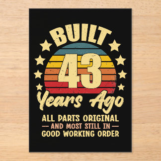 43 Jahre alt Alle Teile Original 43. Geburtstag Acryleinladungen
