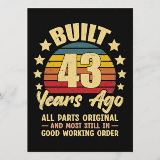 43 Jahre alt Alle Teile Original 43. Geburtstag Einladung