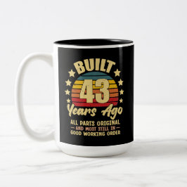43 Jahre alt Alle Teile Original 43. Geburtstag Zweifarbige Tasse
