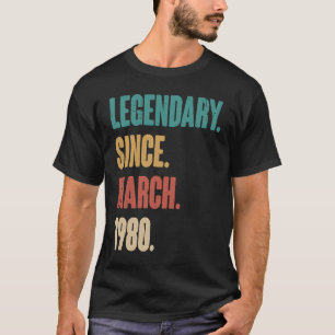 43 Jahre Vintag 1980 Geburtstag März 43. Deko T-Shirt