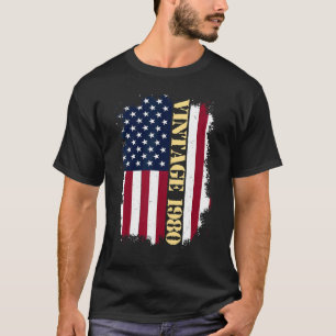 43 Jahre Vintage US-Flagge 1980 Amerikanische Flag T-Shirt