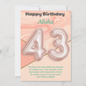 43-jährige Mädchen Happy Birthday Card (Rückseite)