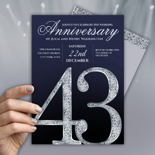 43. Jubiläum Diamant Silber Navy Blau Einladung