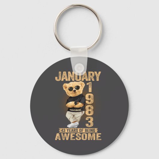 43 Year Old January 1983 Teddy Bear 43rd Birthday Schlüsselanhänger (Vorderseite)