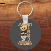 43 Year Old January 1983 Teddy Bear 43rd Birthday Schlüsselanhänger (Vorderseite)