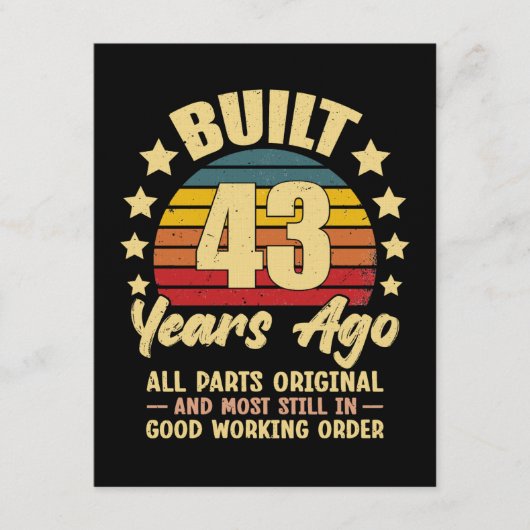 43 Years Ago All Parts Original 43th Birthday Einladung (Vorderseite)