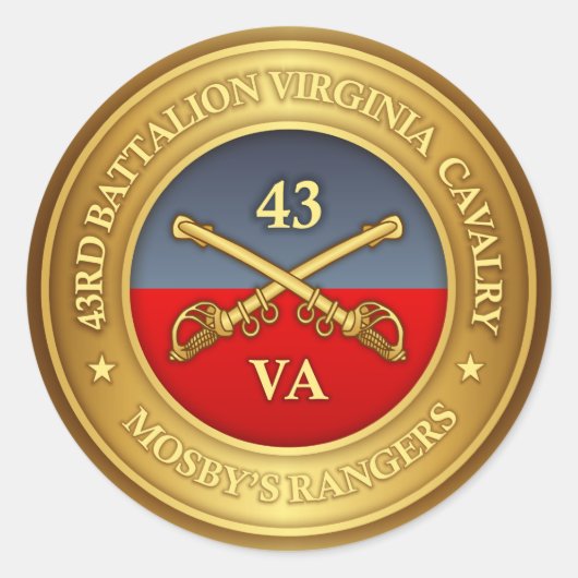 43rd Battalion, Virginia Cavalry (Mosby's Rangers) Runder Aufkleber (Vorderseite)