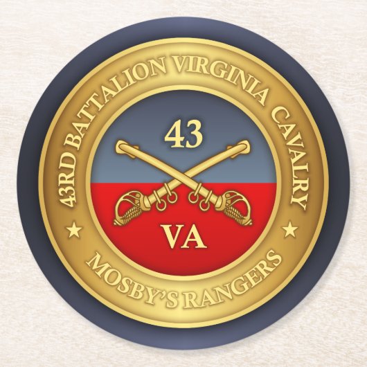 43rd Battalion, Virginia Cavalry (Mosby's Rangers) Runder Pappuntersetzer (Vorderseite)