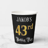 43rd Birthday Party — Fancy Script, Falsch Gold Lo Pappbecher (Rückseite)