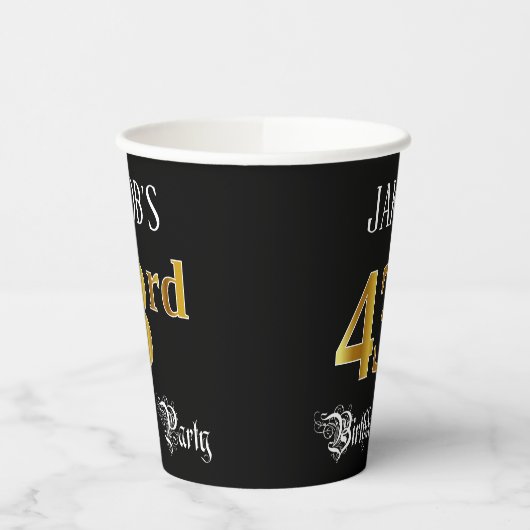 43rd Birthday Party — Fancy Script, Falsch Gold Lo Pappbecher (Links)