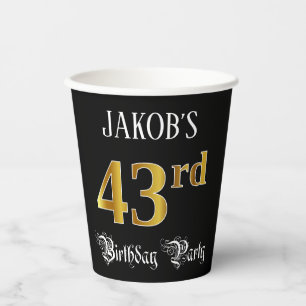 43rd Birthday Party — Fancy Script, Falsch Gold Lo Pappbecher