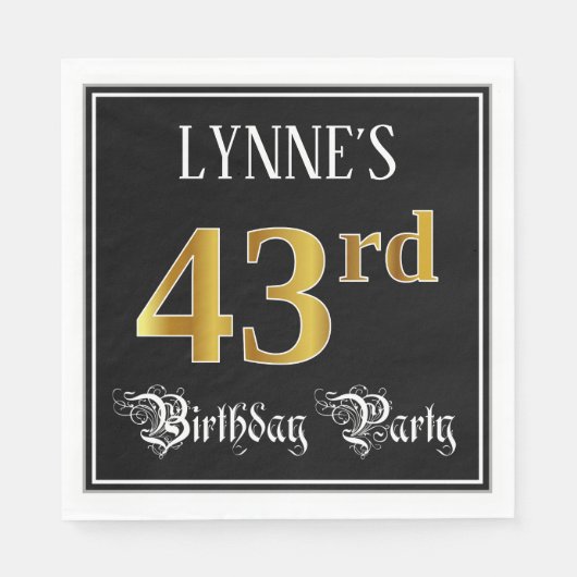 43rd Birthday Party — Fancy Script, Falsch Gold Lo Serviette (Vorderseite)