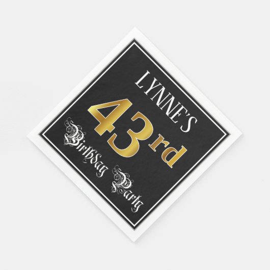 43rd Birthday Party — Fancy Script, Falsch Gold Lo Serviette (Ecke)