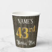 43rd Birthday Party — Faux Gold & Faux Wood Looks Pappbecher (Vorderseite)