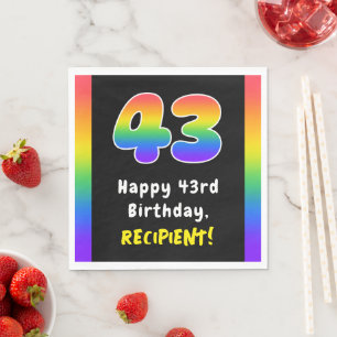 43rd Birthday: Rainbow Spectrum # 43, Custom Name Serviette