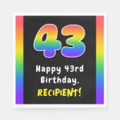 43rd Birthday: Rainbow Spectrum # 43, Custom Name Serviette (Vorderseite)