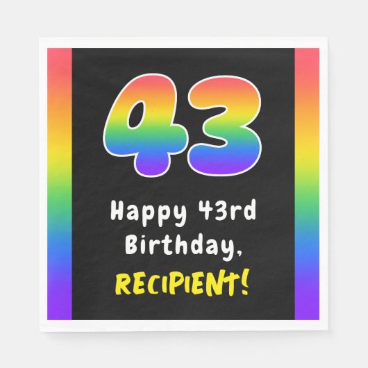 43rd Birthday: Rainbow Spectrum # 43, Custom Name Serviette (Vorderseite)