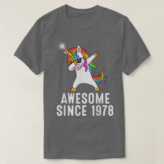43rd birthday, unicorn dab, Awesome since 1978 T-Shirt (Design vorne)