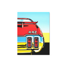 442 Muscle Car Heckschwinge Pop Art Retro Druck