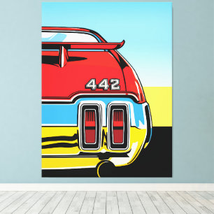442 Muscle Car Heckschwinge Pop Art Retro Druck Leinwanddruck
