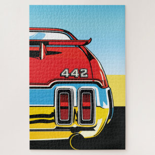 442 Muscle Car Heckschwingen Pop Art Retro Druck Puzzle