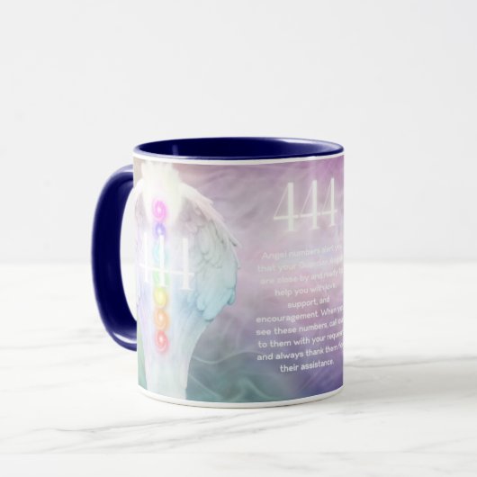 444 Engel Numbers Chakra Angels Wings Kaffee Tasse (Vorderseite Links)