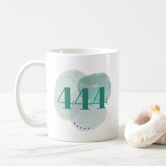 444 Engel-Zahl göttliche Schutzbejahung Kaffeetasse (Mit Donut)