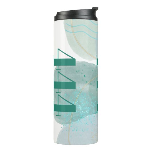 444 Engel-Zahl göttliche Schutzbejahung Thermosbecher (Nach links gedreht)