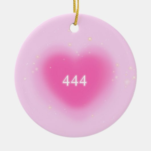 444 Moderne rosa Herzästhesie Engel Number Keramik Ornament (Vorne)