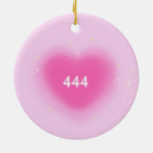 444 Moderne rosa Herzästhesie Engel Number Keramik Ornament (Hinten)