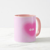 444 Moderne rosa Herzästhesie Engel Number Tasse (VorderseiteRechts)